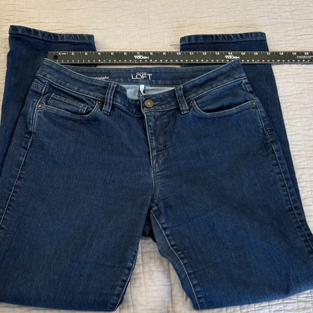 LOFT Curvy Straight Leg Jeans Dark Wash Size 30/10 - Picture 3 of 9